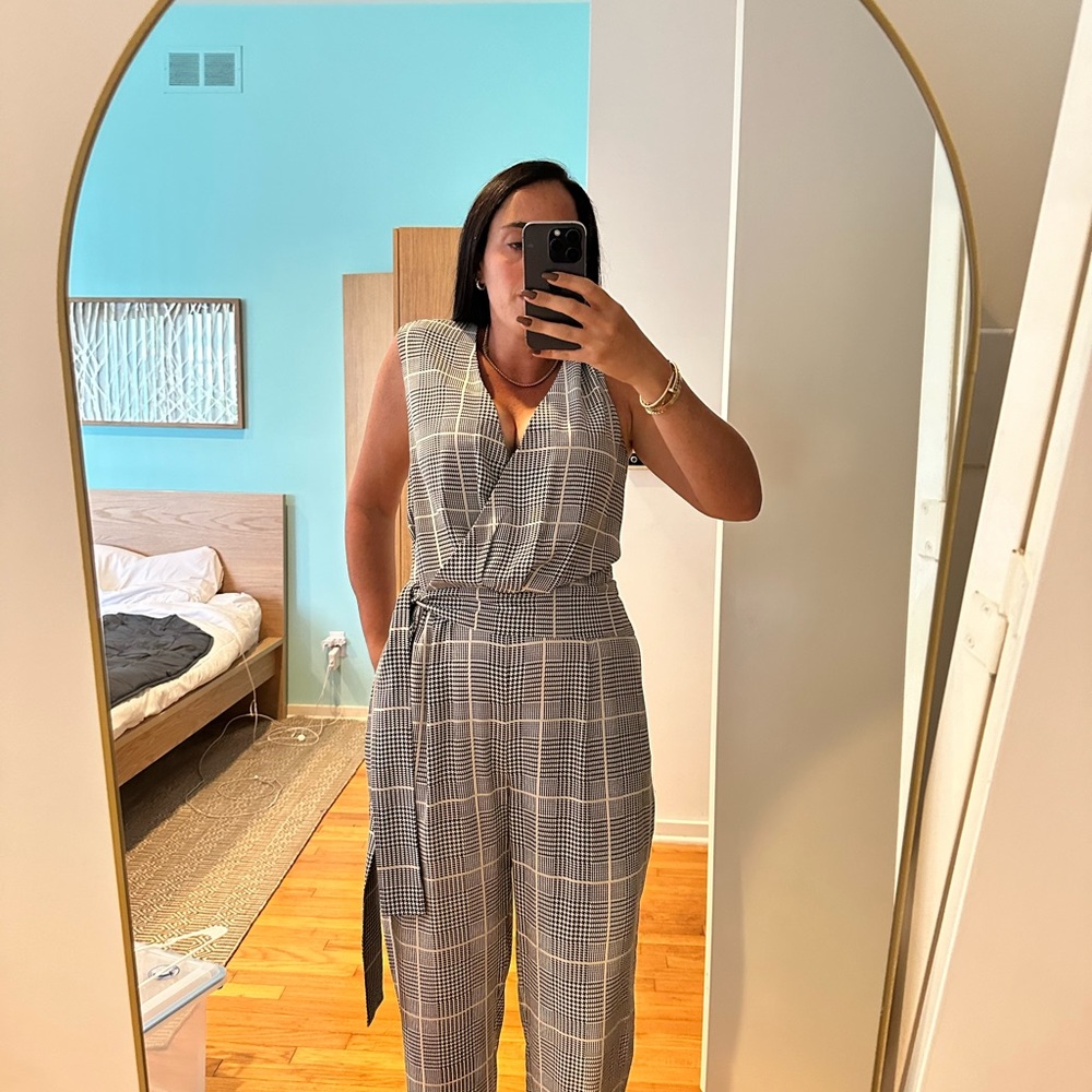 L’AGENCE EUC Julia Plaid Checkered Silk Jumpsuit - Picture 5 of 7